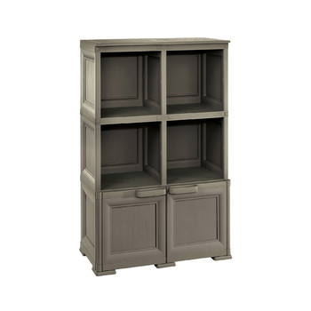 OMNIMODUS - 2 OPEN SHELVES + 1 WITH WOOD FINISH DOORS